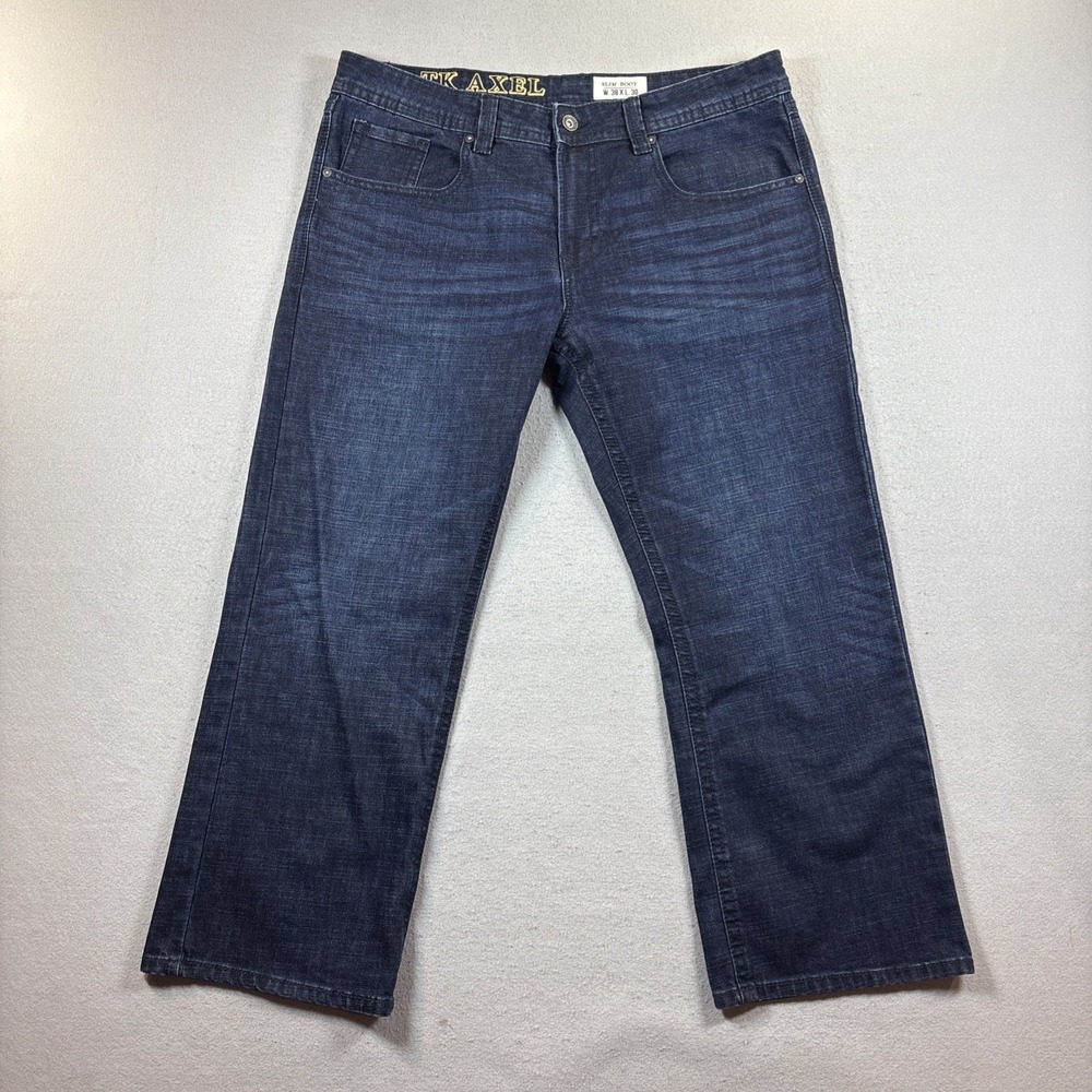 TK Axel Jeans Mens 38x30 Blue Slim Boot Stretch Denim Western Pocket Mid Rise